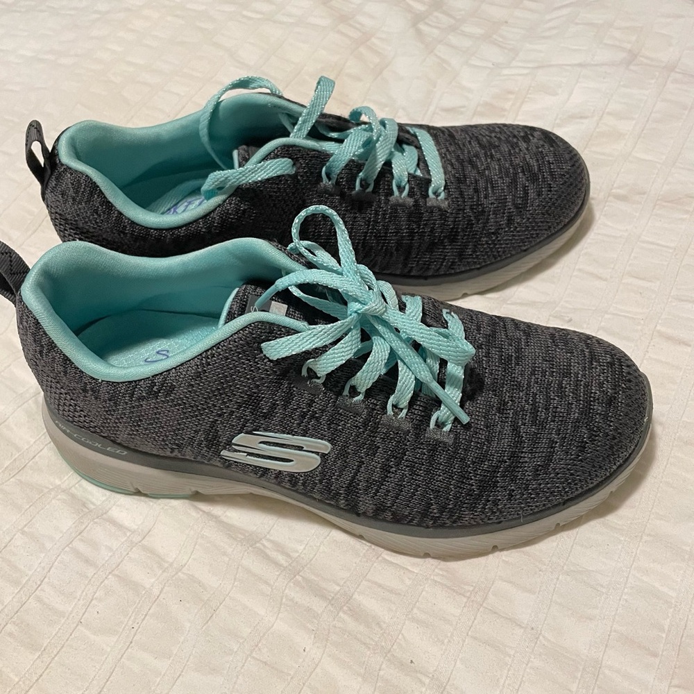 Skechers Women's Charcoal and Teal Sneakers